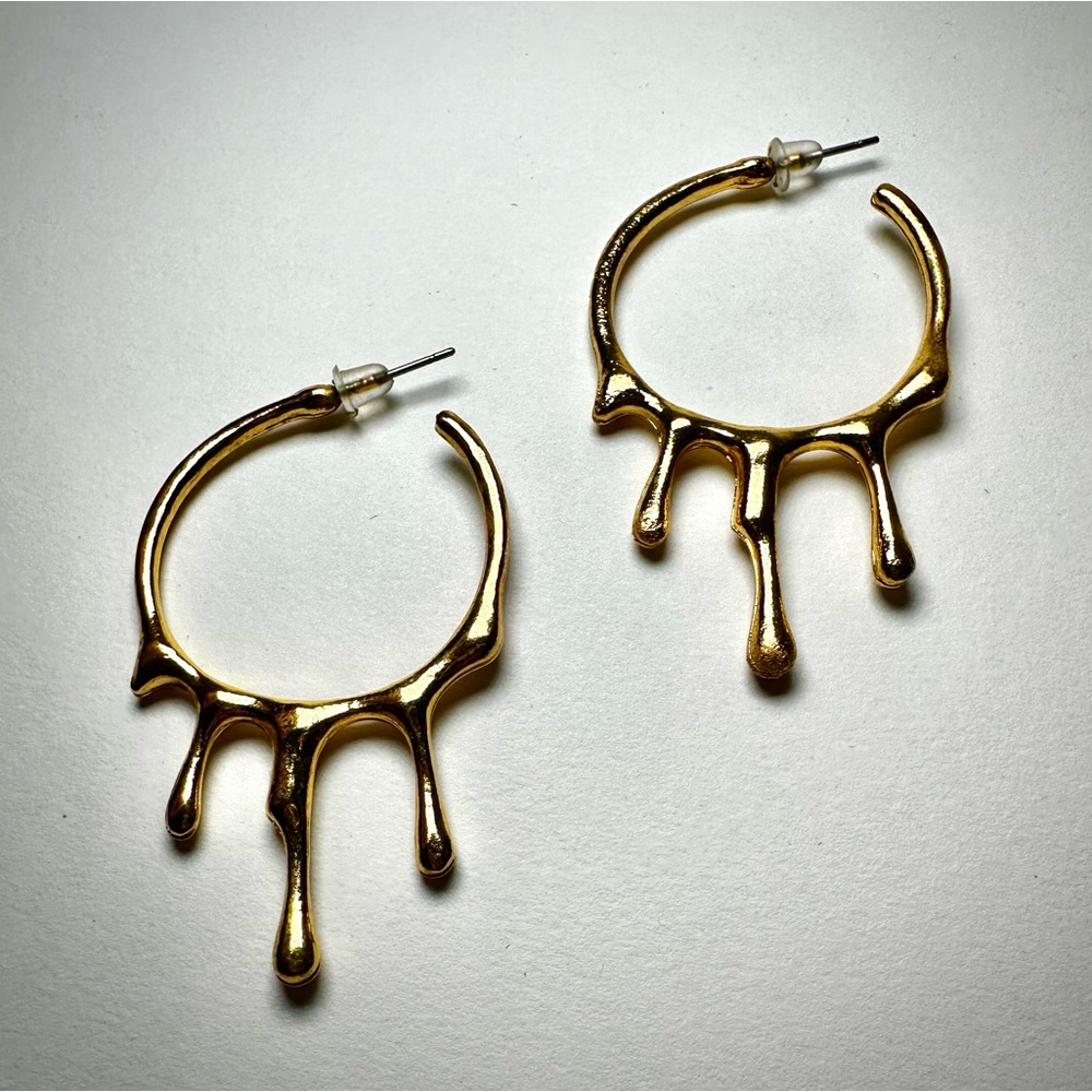 Gold Drip Hoop Earrings